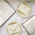Load image into Gallery viewer, Two round ceramic plates with envelopes on a textured surface, lovers journals