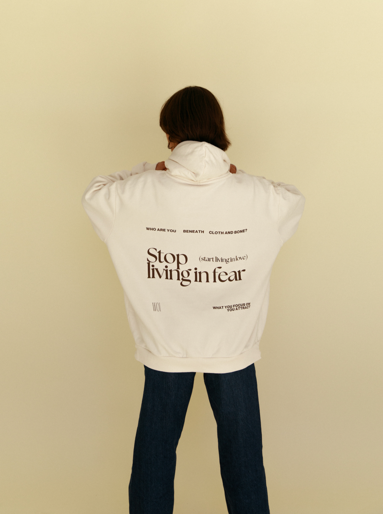 oversized hoodie on model back
